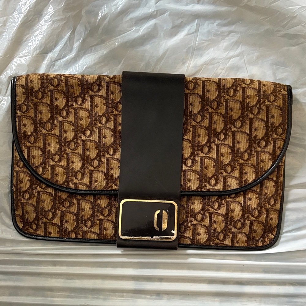 Dior Tan and Brown Monogram Clutch